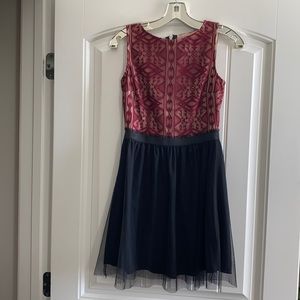 Maroon and black dress